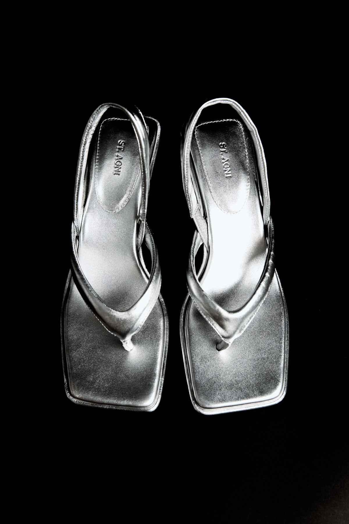 Sling Back Thong Heel - Silver