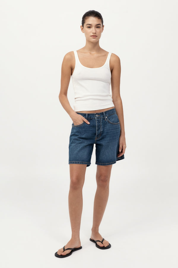 Denim Mid Rise Shorts - Indigo