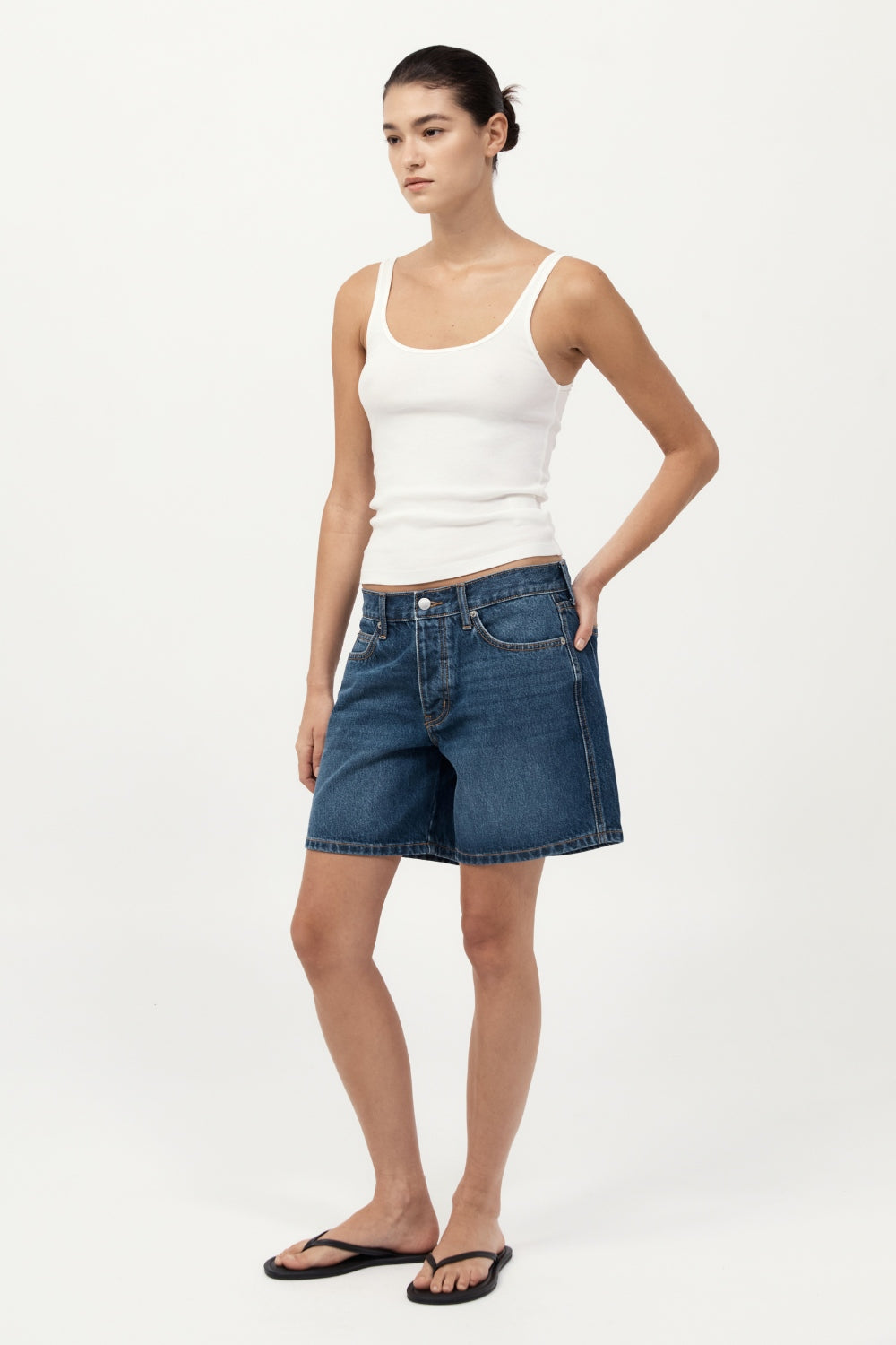 Denim Mid Rise Shorts - Indigo