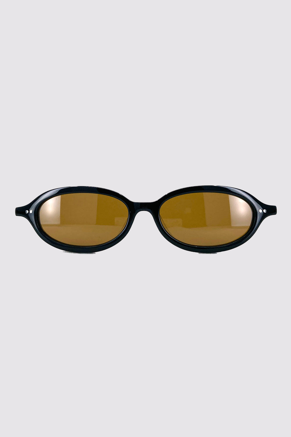 90s Slim Oval Sunglasses - Black/Brown