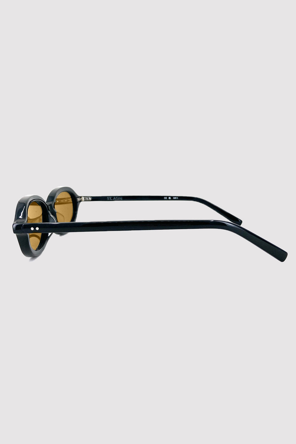 90s Slim Oval Sunglasses - Black/Brown