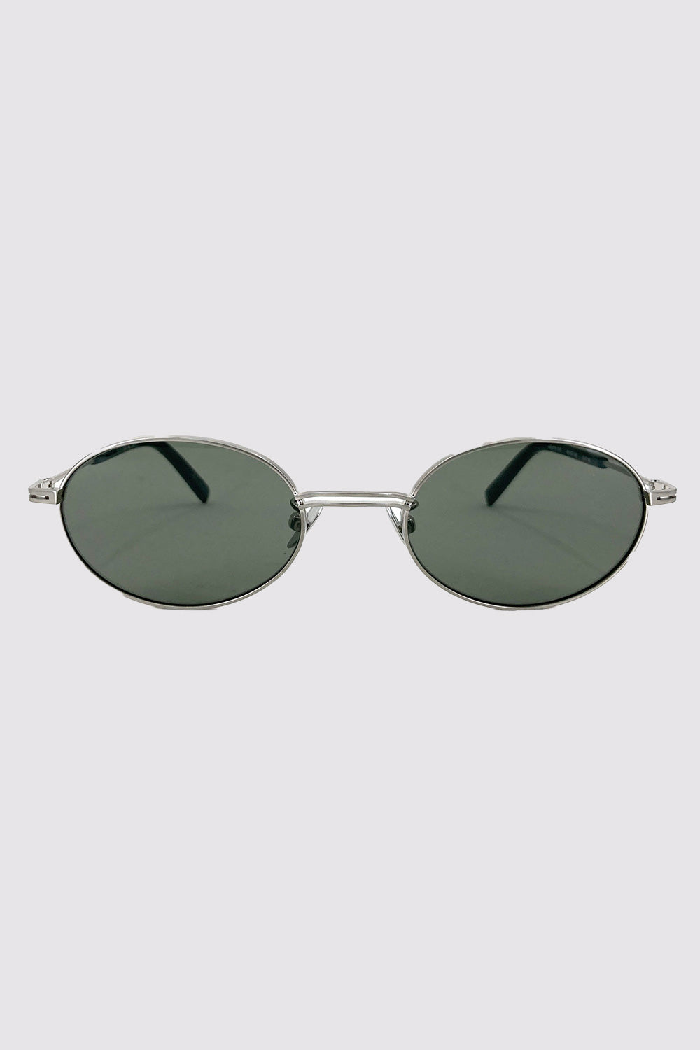 Fine Metal Oval Sunglasses - Chrome/Black