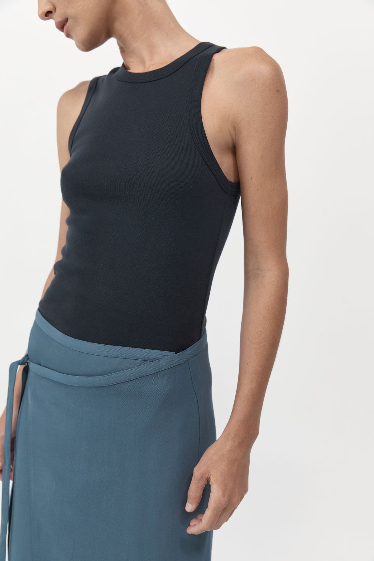 Organic Cotton Asymmetric Tank - Black