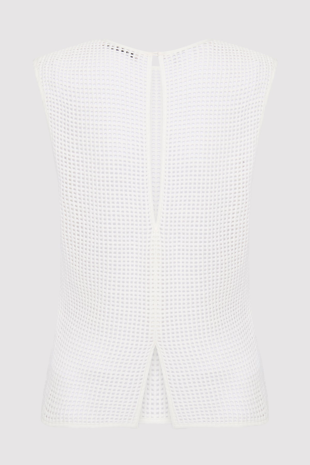 Cotton Grid Shell Top - White