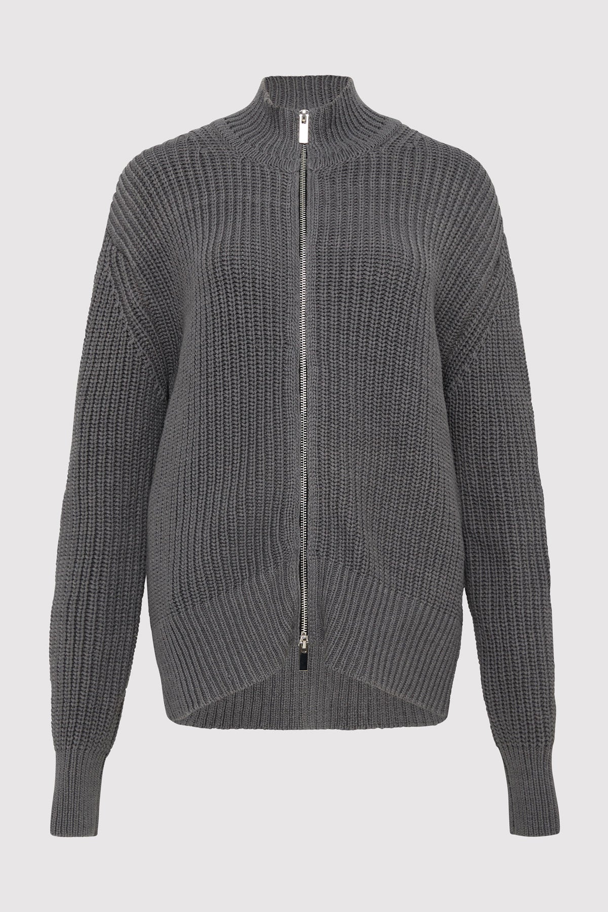 Zip Detail Cardigan - Smoke