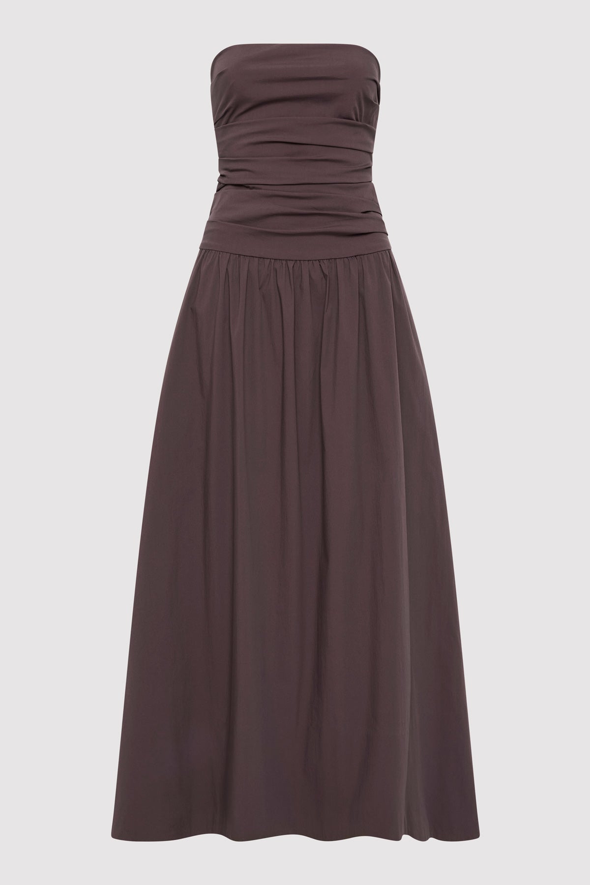 Gathered Strapless Tie Back Dress - Chocolate Plum