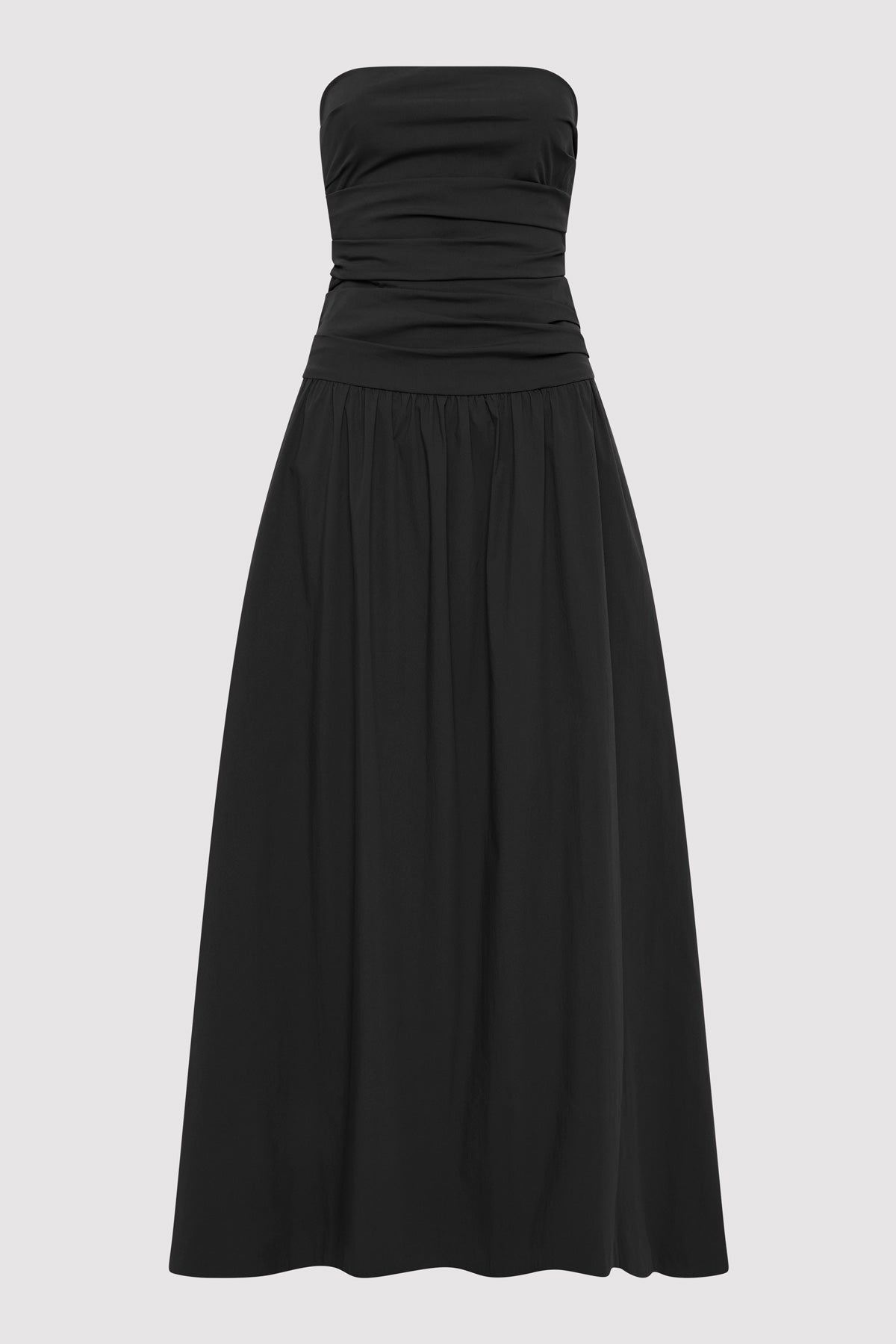 Gathered Strapless Tie Back Dress - Black