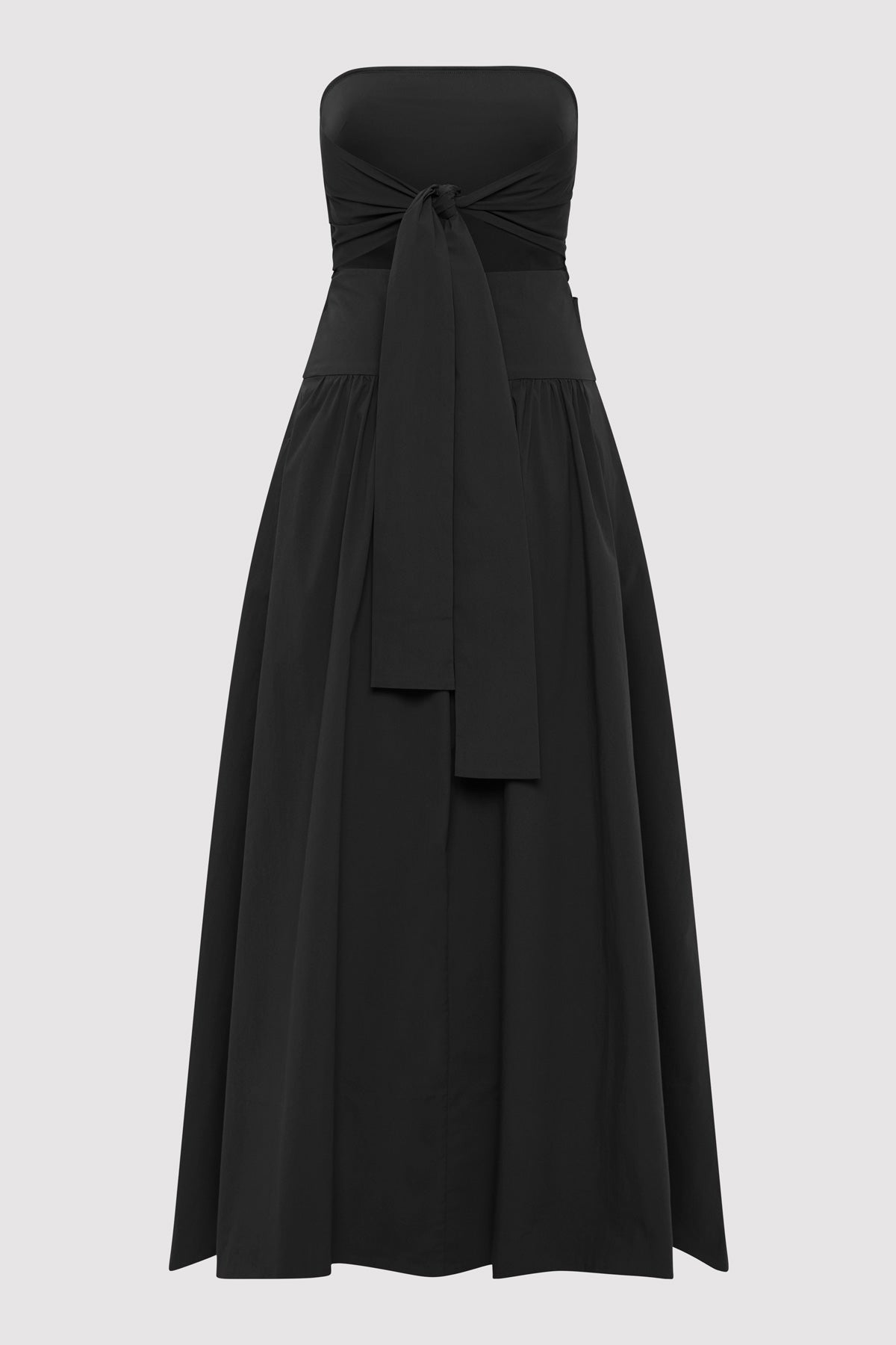 Gathered Strapless Tie Back Dress - Black