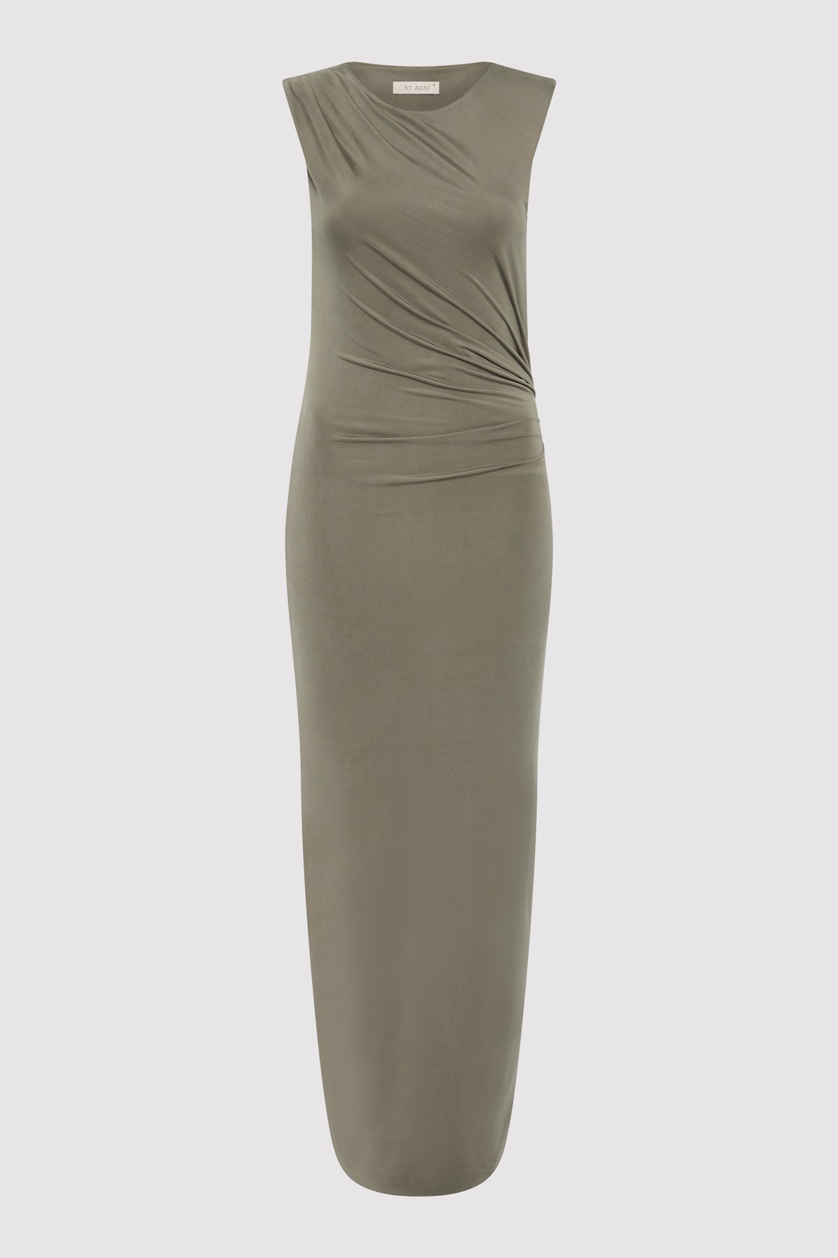 Cupro Jersey Drape Dress - Smokey Olive