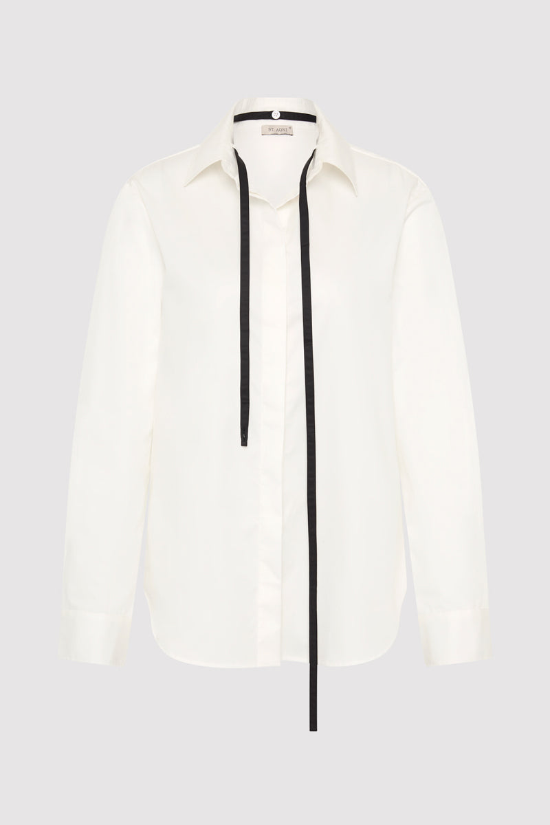 Detachable Tie Shirt - White