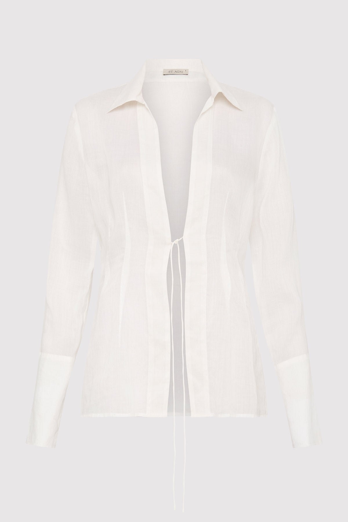 Sheer Linen Tie Top - White