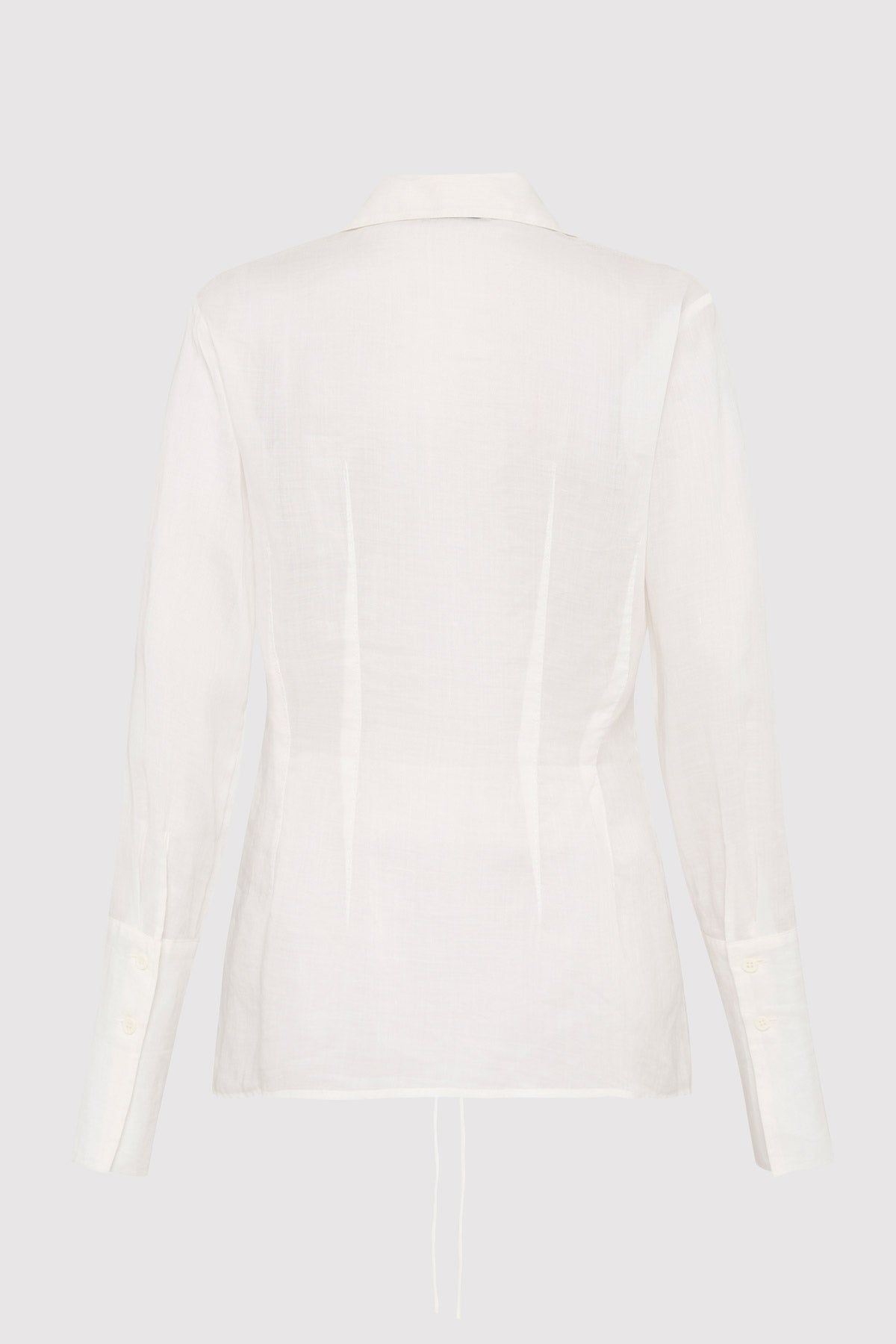 Sheer Linen Tie Top - White