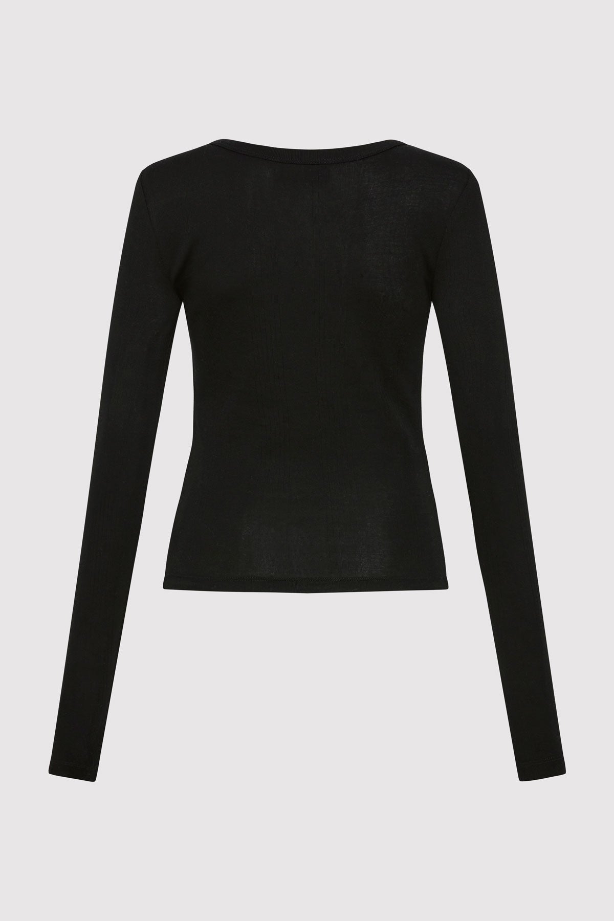 Organic Cotton Soft Rib Long Sleeve Top - Black