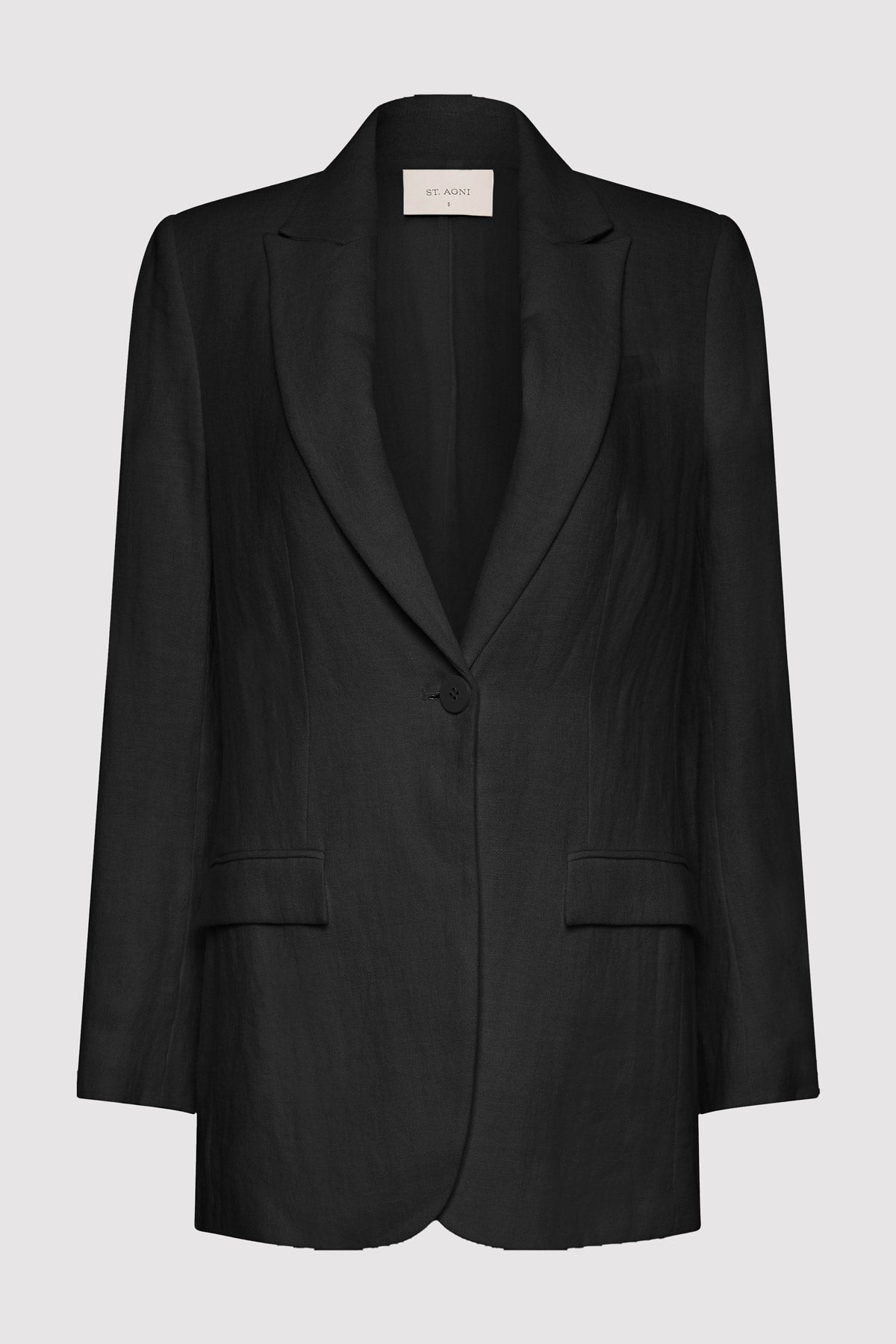 Tailored Linen Blazer - Black