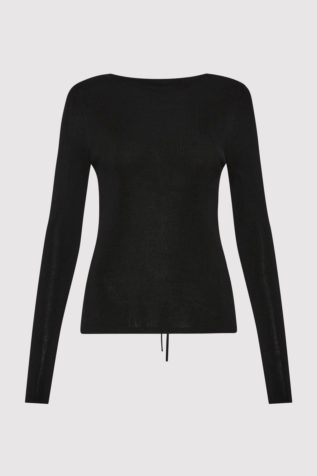 Rouleau Tie Reversible Knit Top - Black