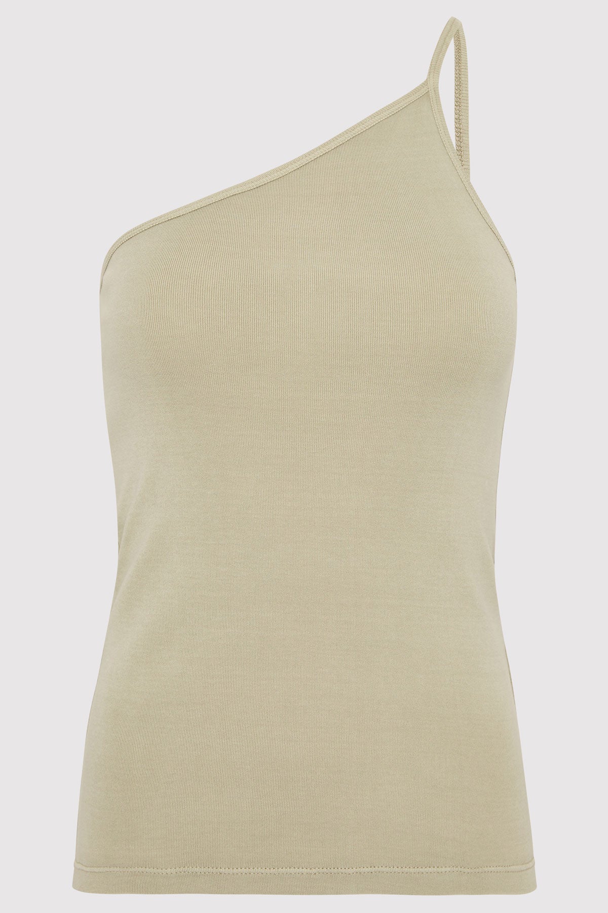 Organic Cotton One Shoulder Tank - Moss Grey