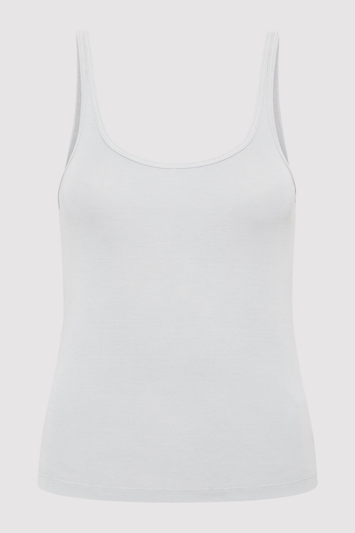 Organic Cotton Slim Scoop Tank - Silver