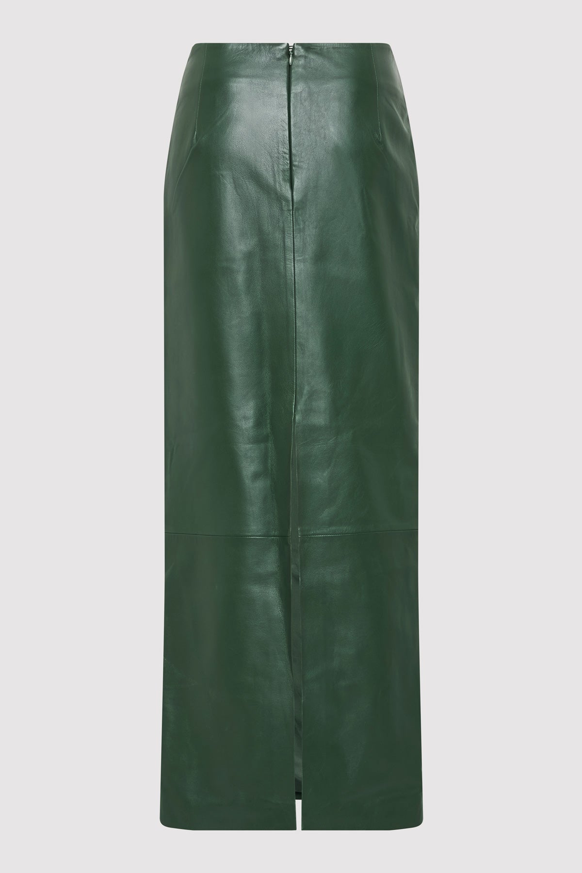 Leather Column Skirt - Deep Green