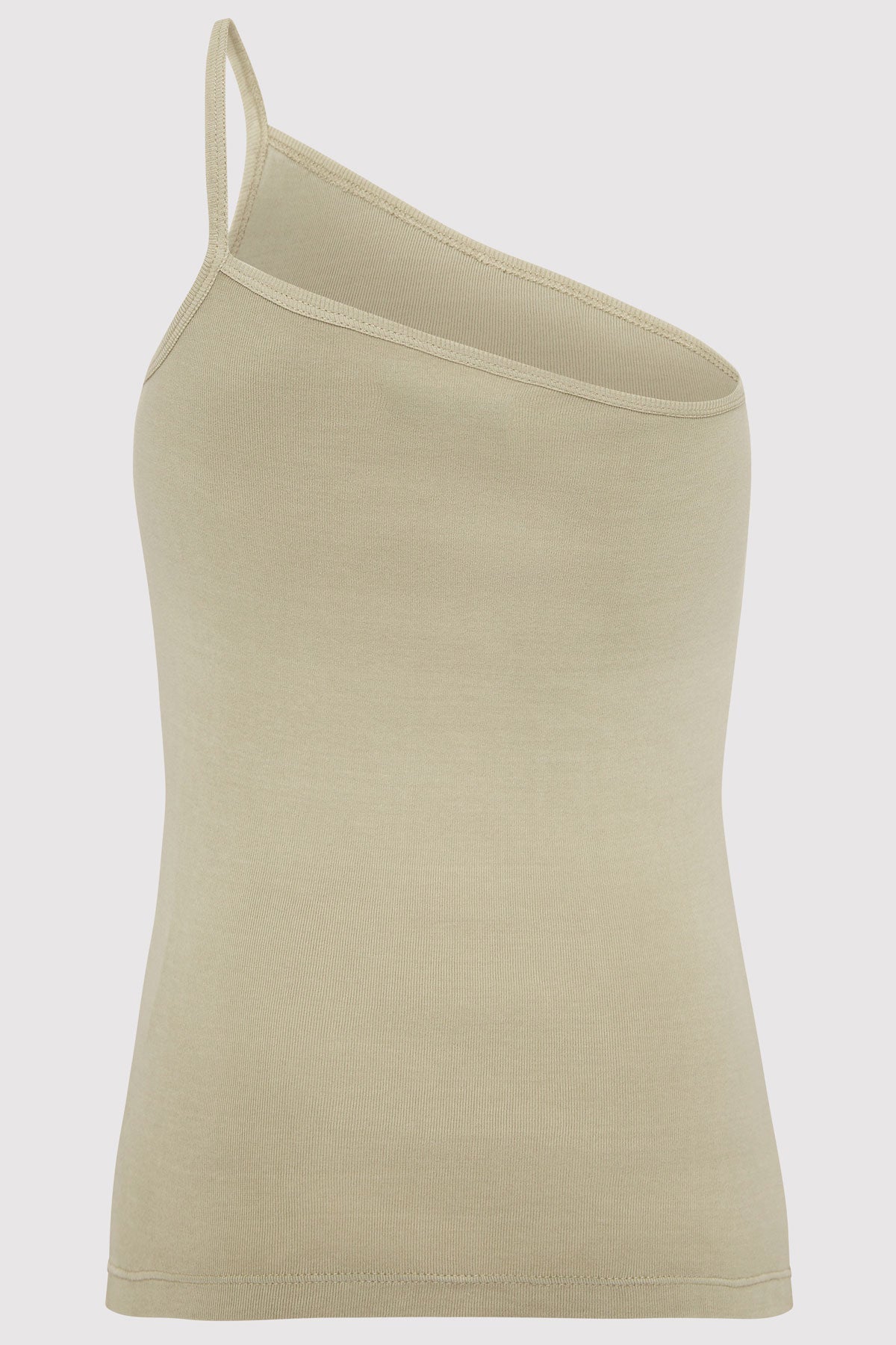 Organic Cotton One Shoulder Tank - Moss Grey