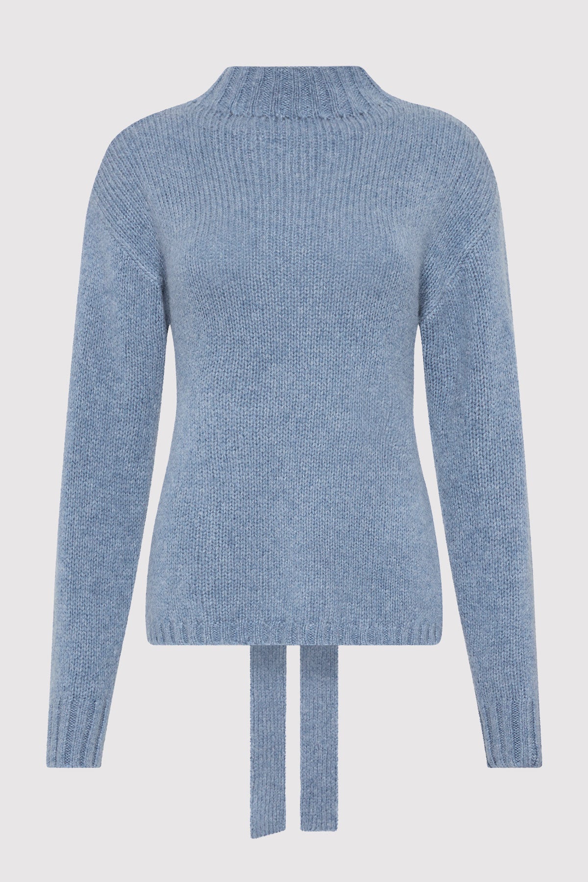 Wool Cashmere Blend Tie Back Jumper - Soft Blue