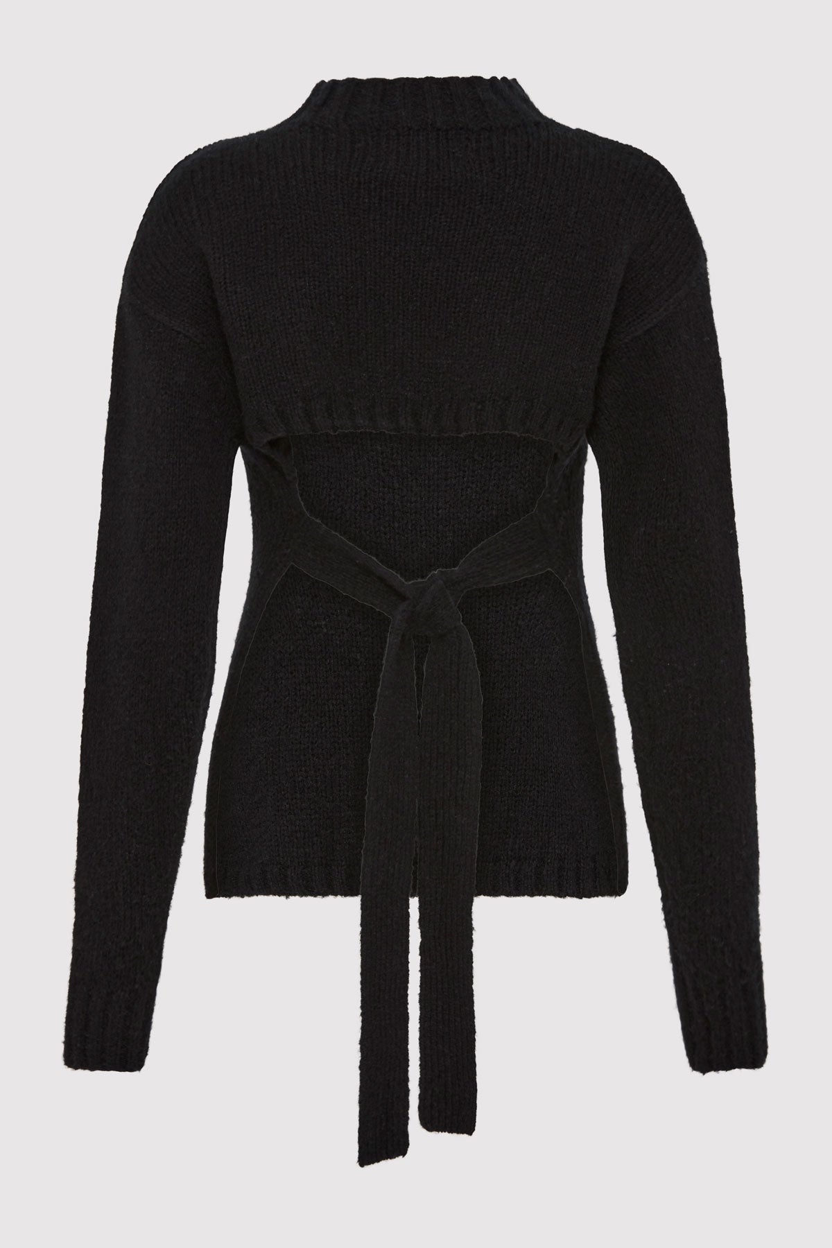 Wool Cashmere Blend Tie Back Jumper - Black