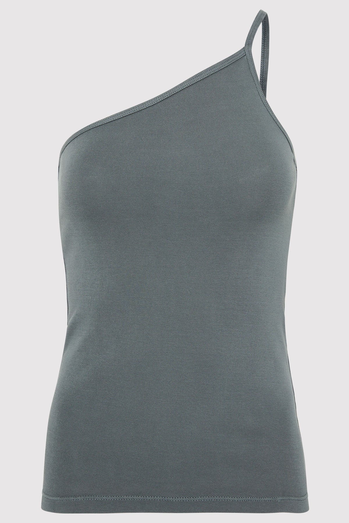 Organic Cotton One Shoulder Tank - Balsam Green