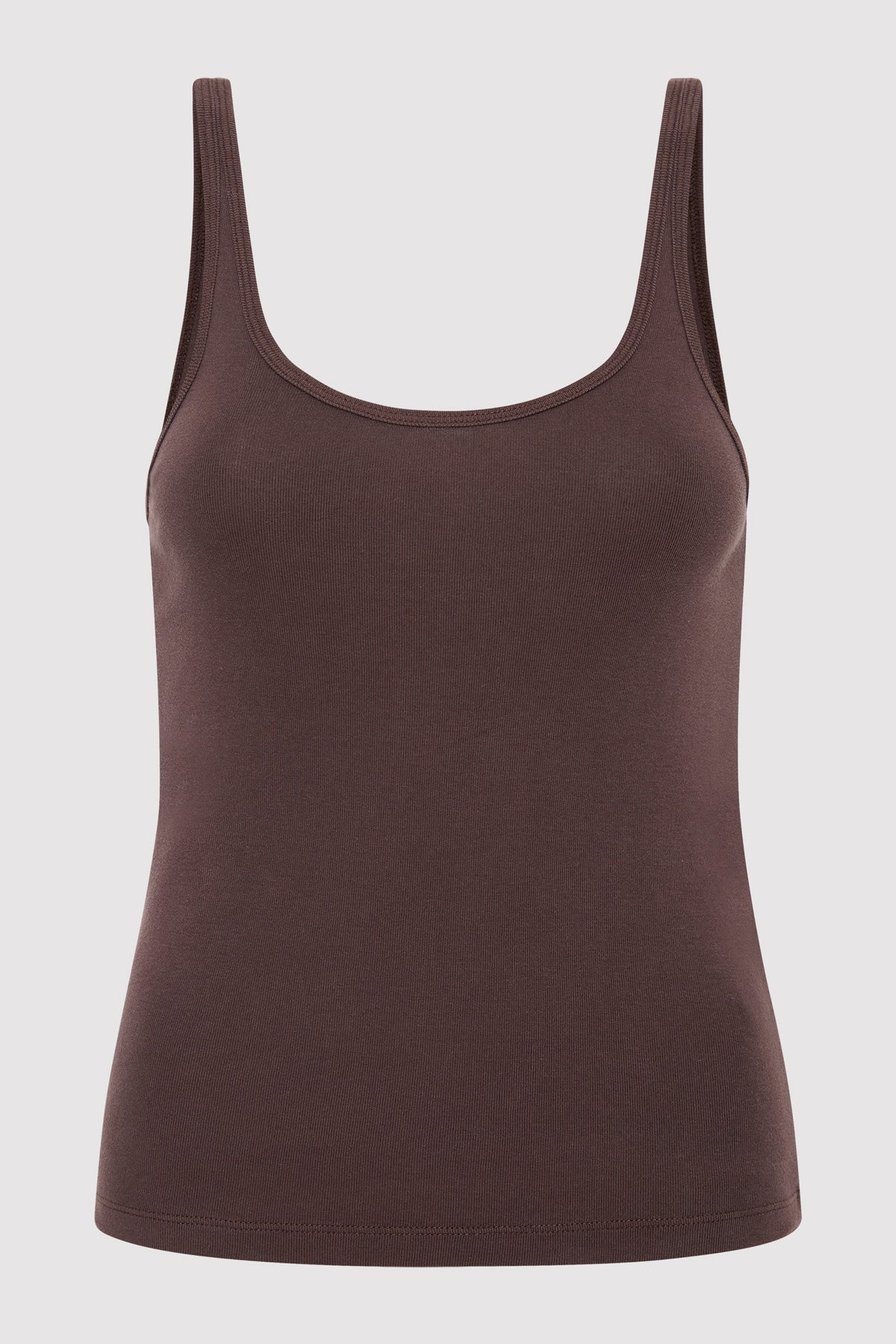 Organic Cotton Slim Scoop Tank - Raisin