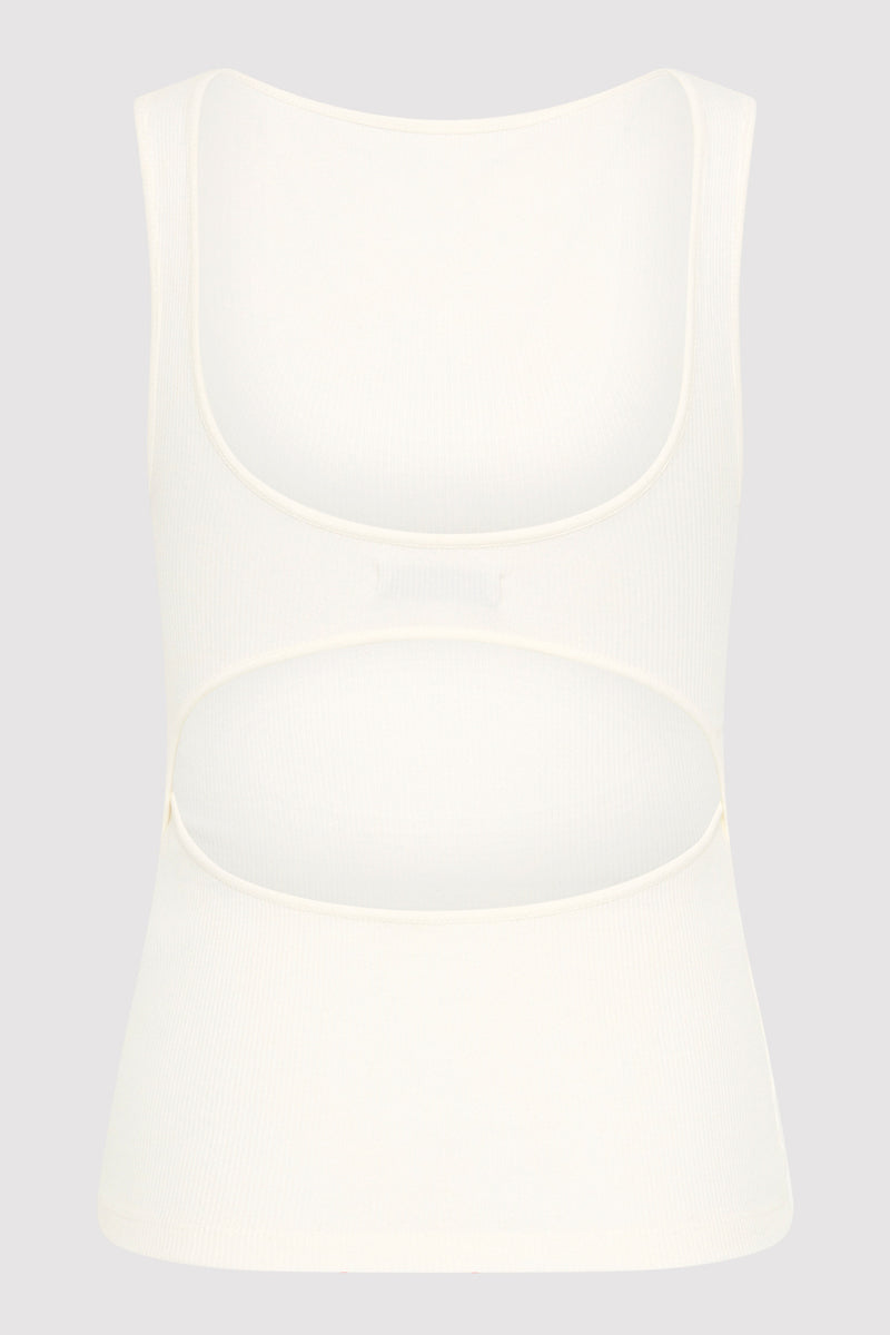 Rib Bateau Cut Out Top - White