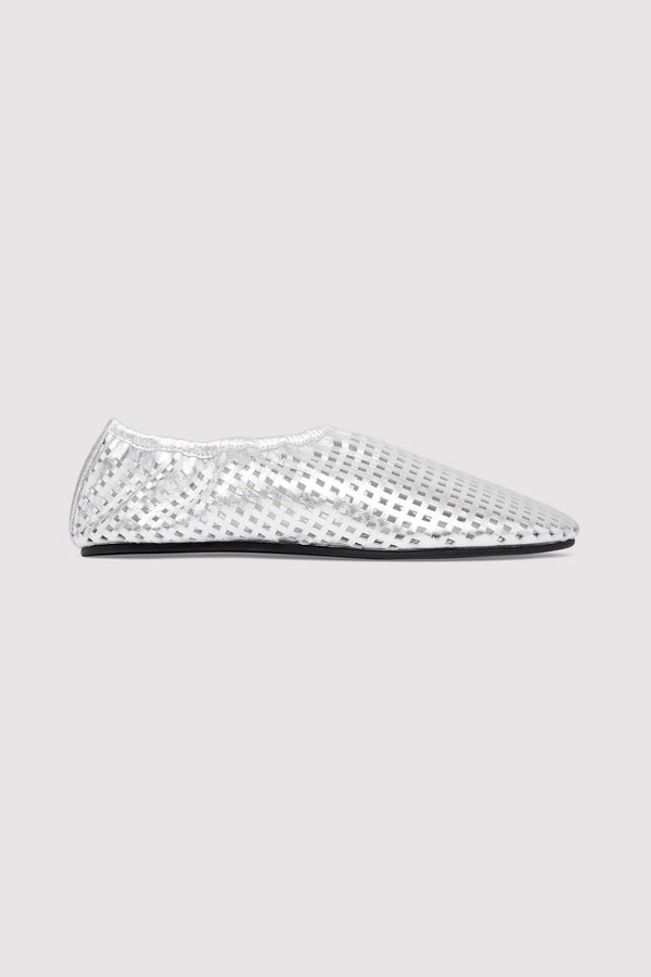 Perforated Ballet Flat - Silver