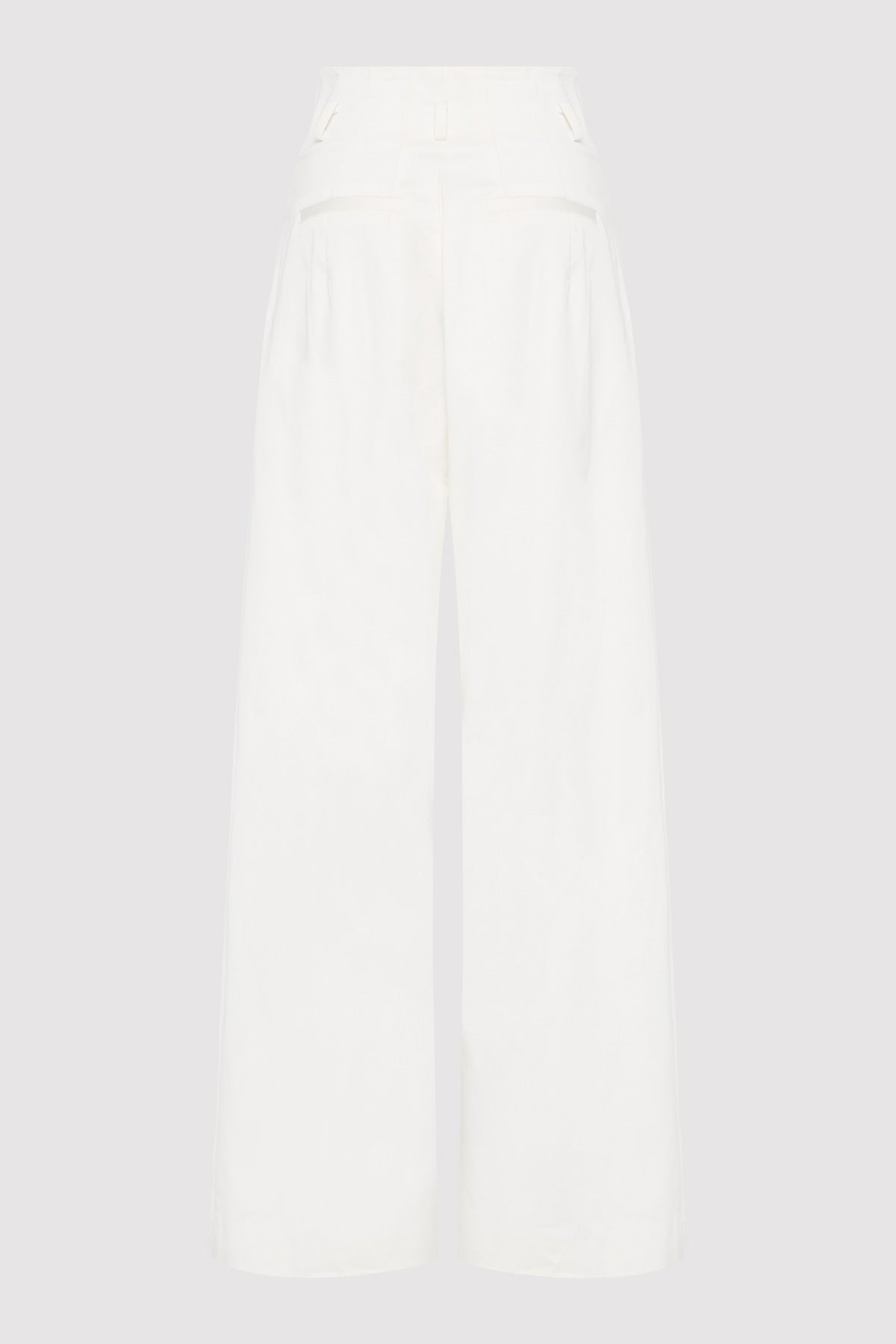 Cotton Paperbag Waist Trousers - Off White