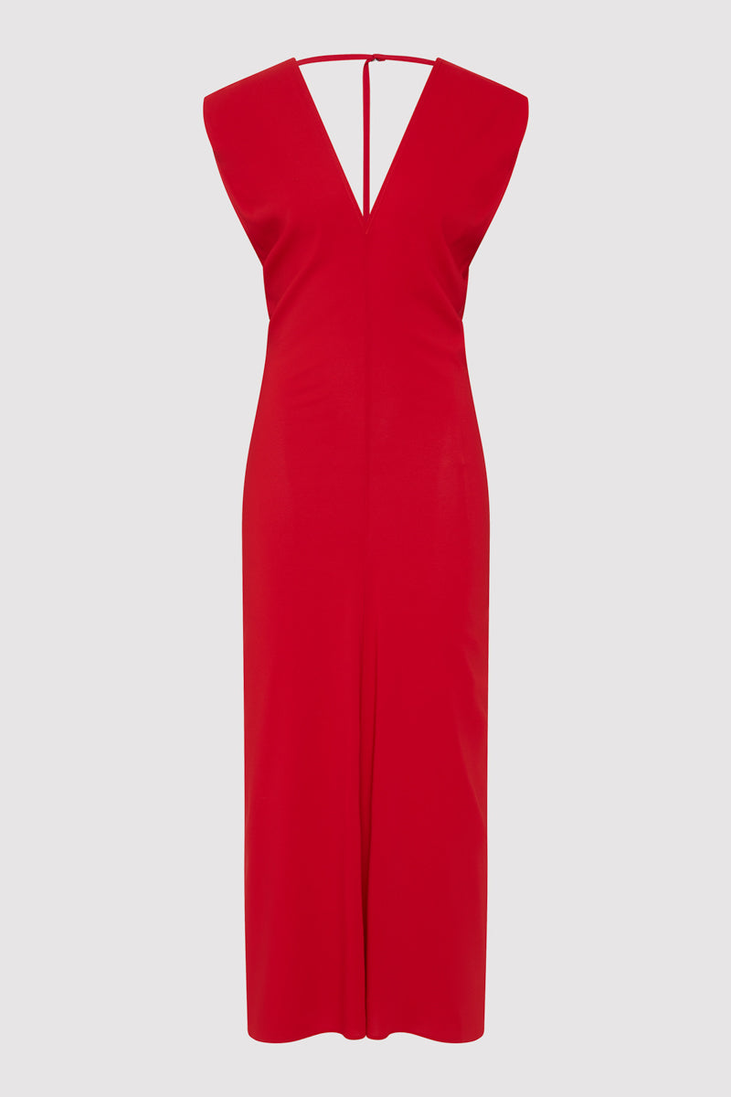 Plunge Drape Dress - Rosso