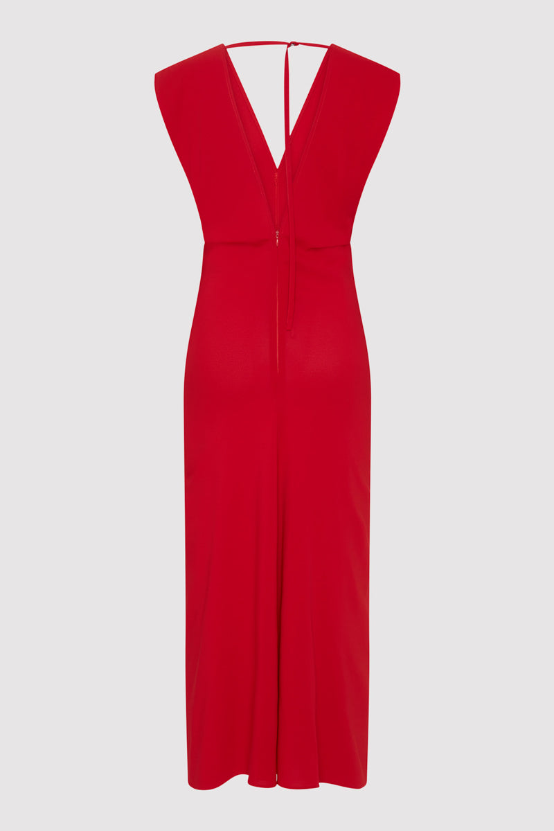 Plunge Drape Dress - Rosso