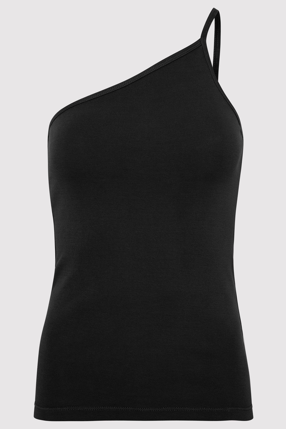 Organic Cotton One Shoulder Tank - Black