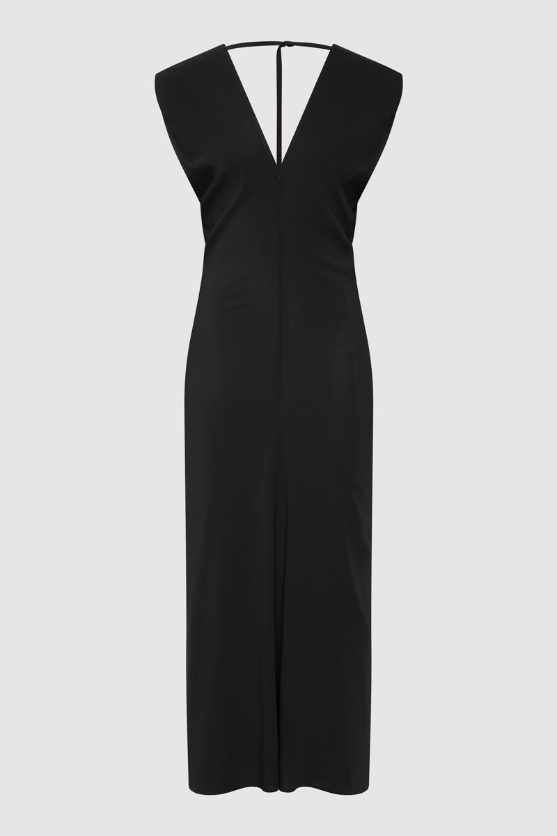 Plunge Drape Dress - Black