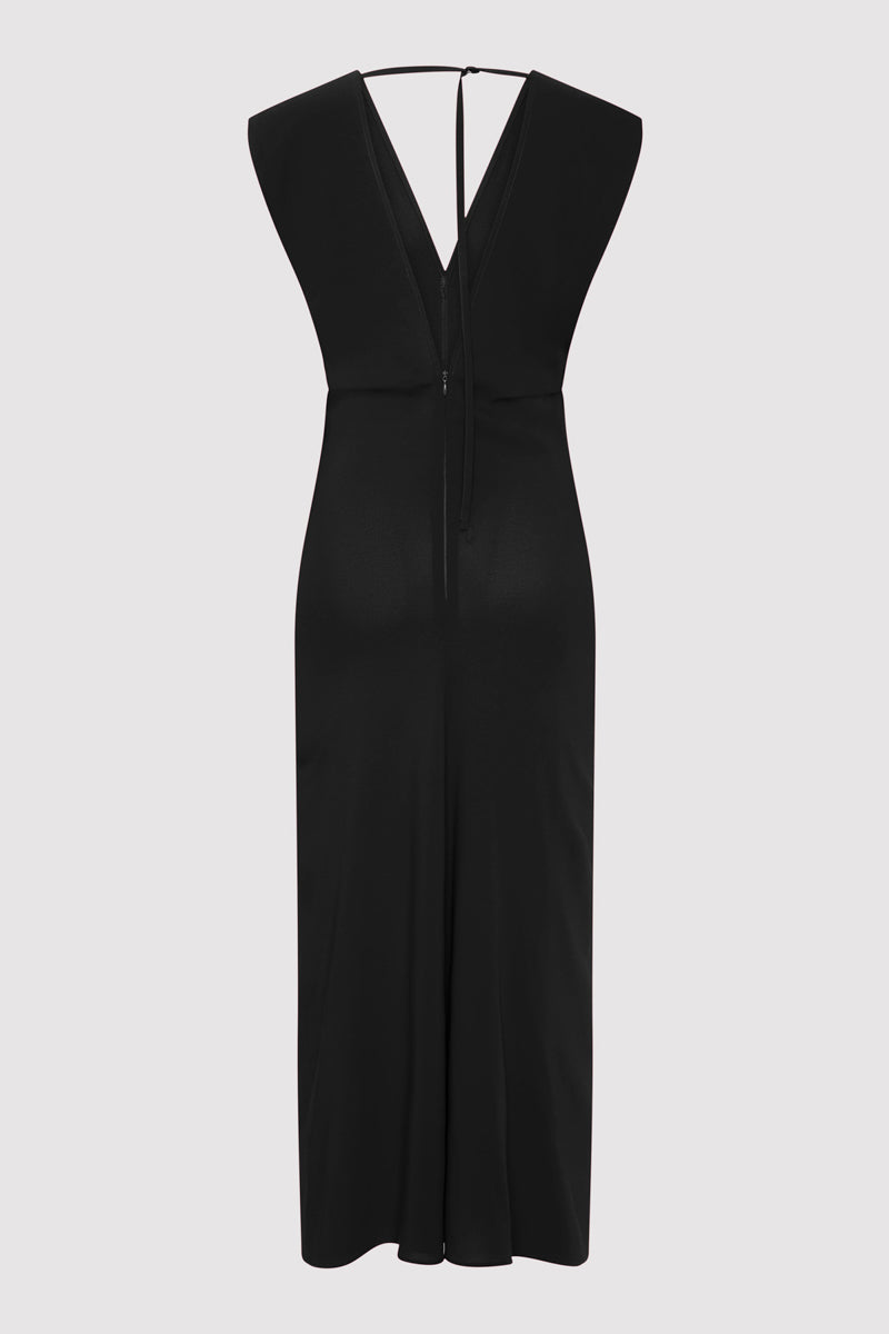 Plunge Drape Dress - Black