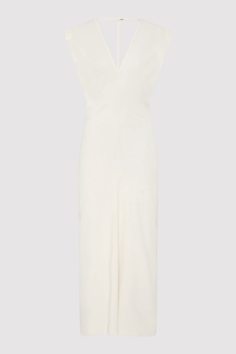 Plunge Drape Dress - Off White