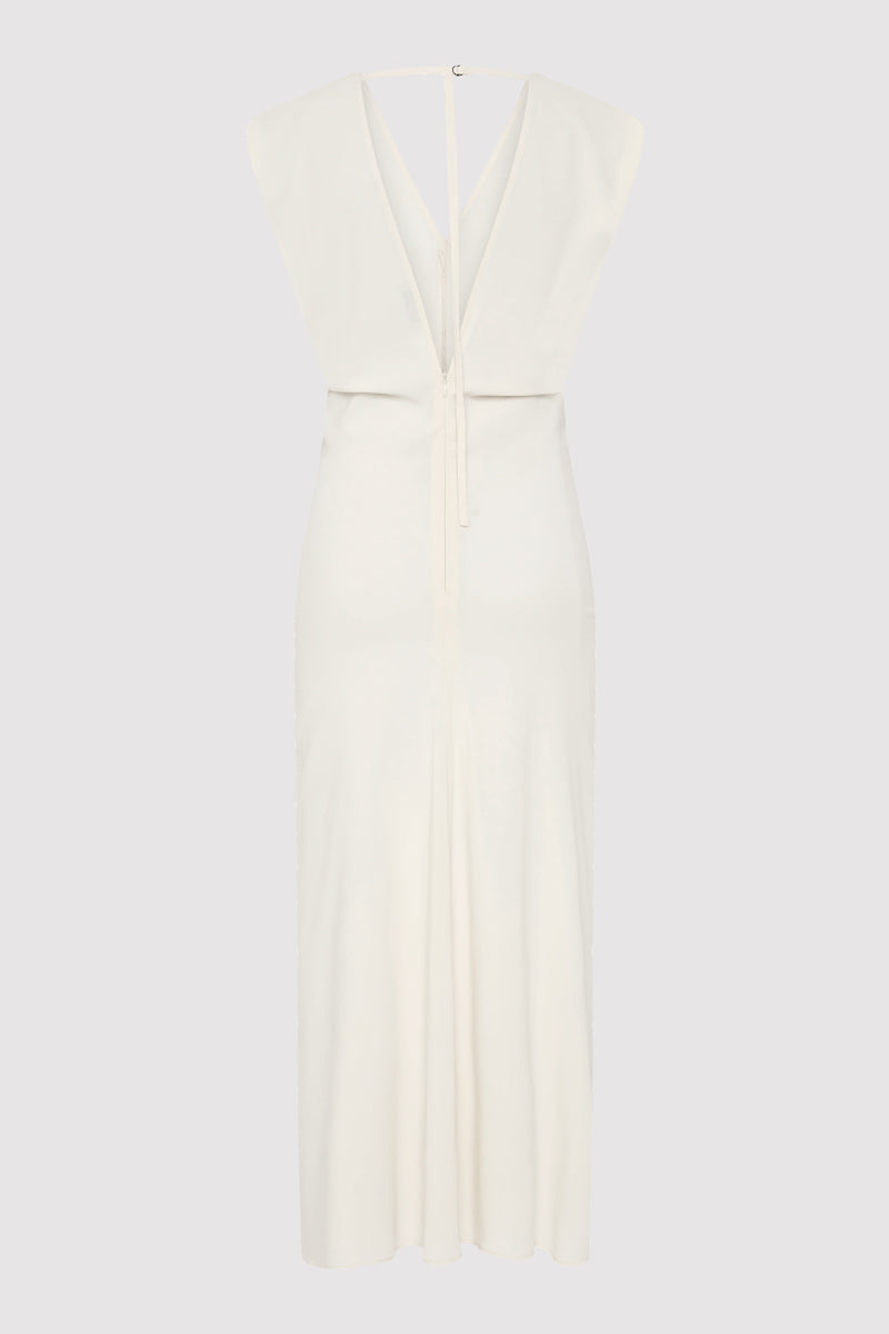 Plunge Drape Dress - Off White