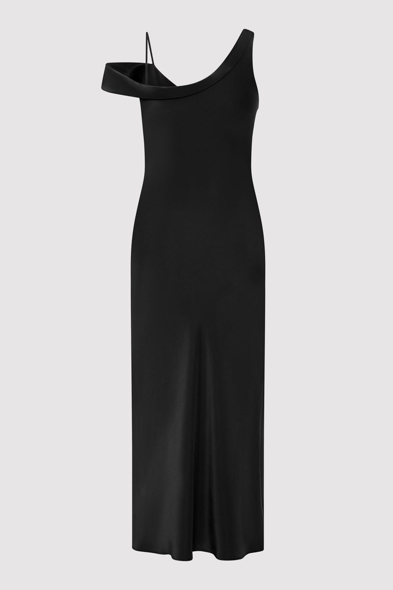 Silk Drape Dress - Black