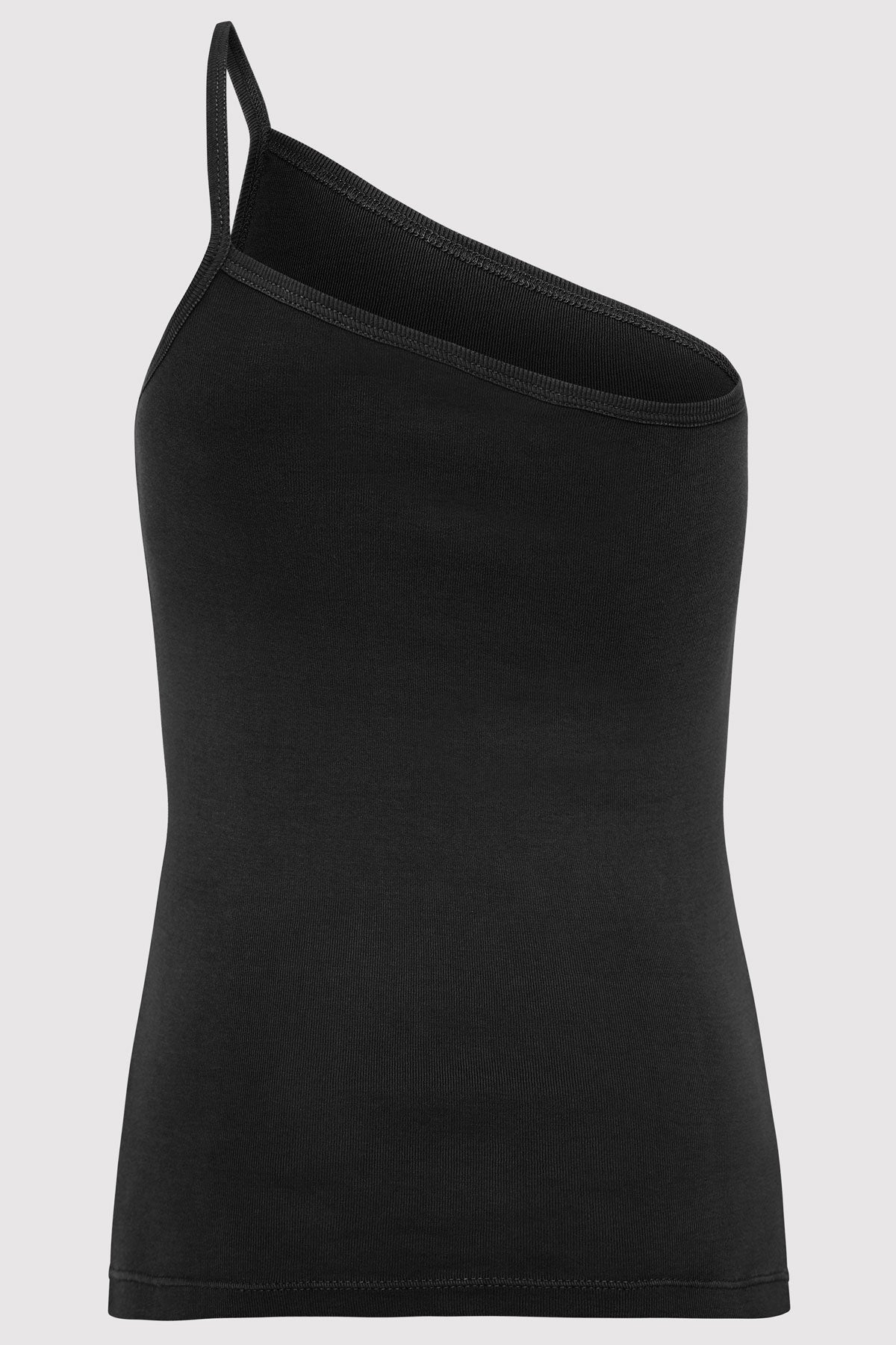 Organic Cotton One Shoulder Tank - Black