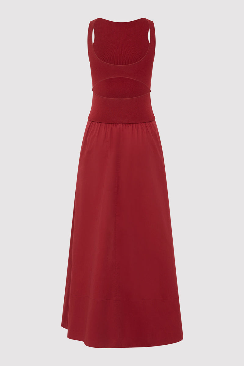 Bateau Cut Out Dress - Berry