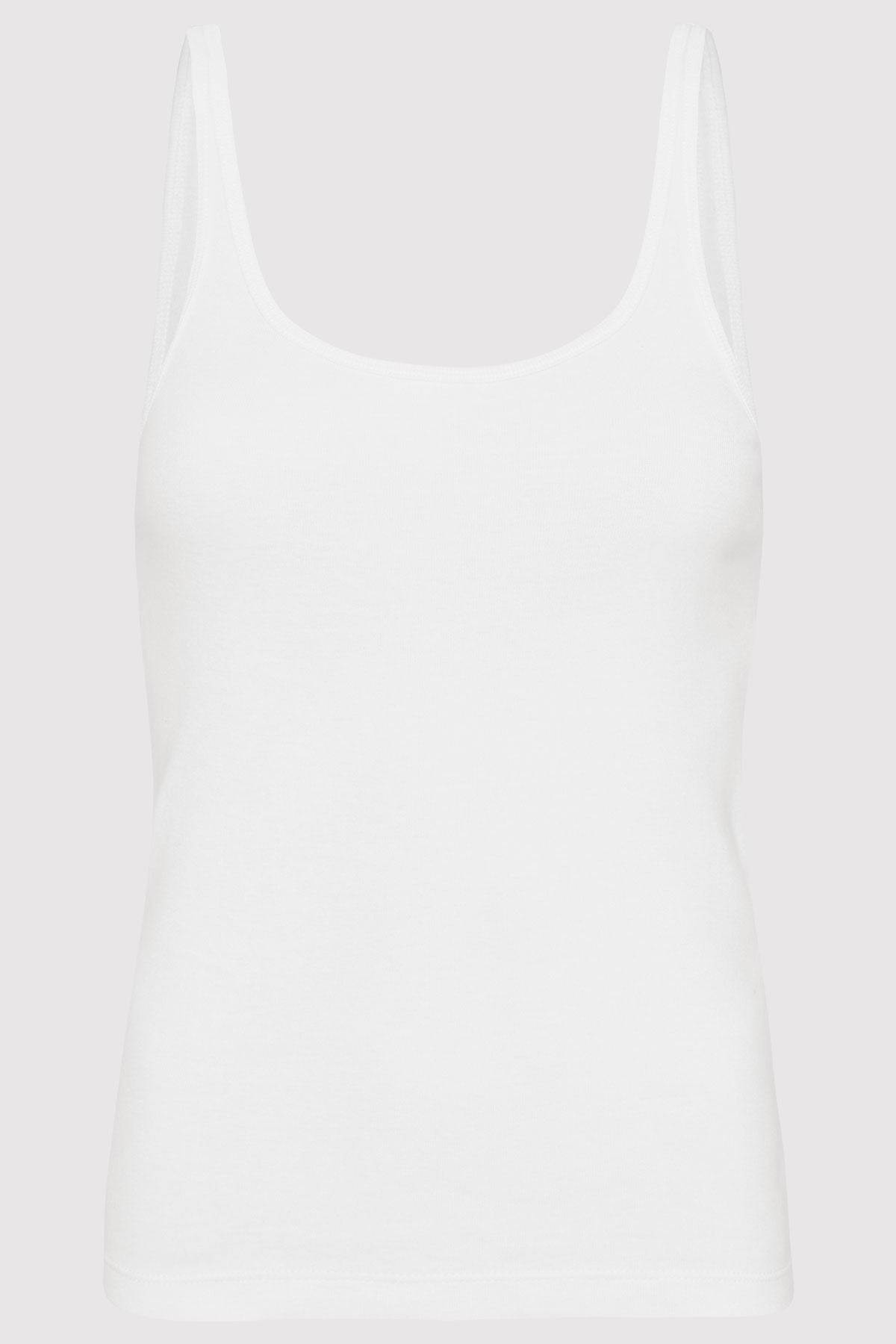 Organic Cotton Slim Scoop Tank - White