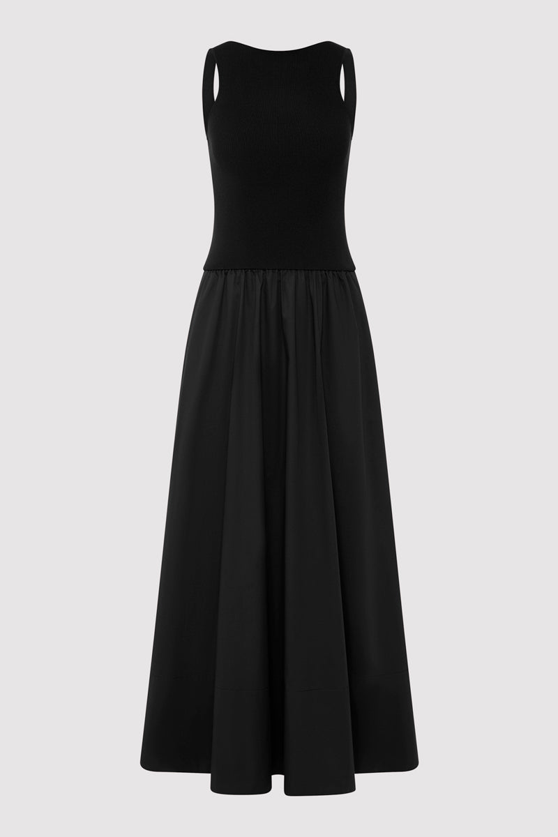 Bateau Cut Out Dress - Black