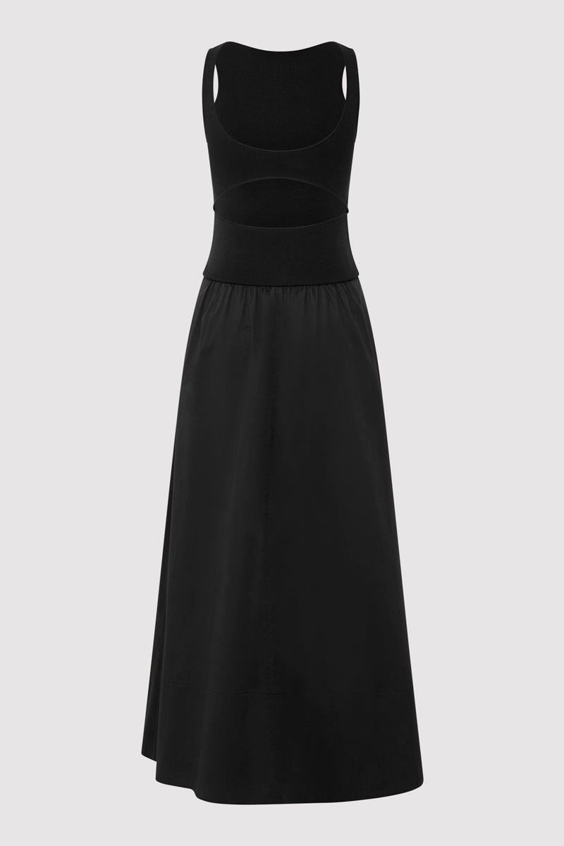 Bateau Cut Out Dress - Black