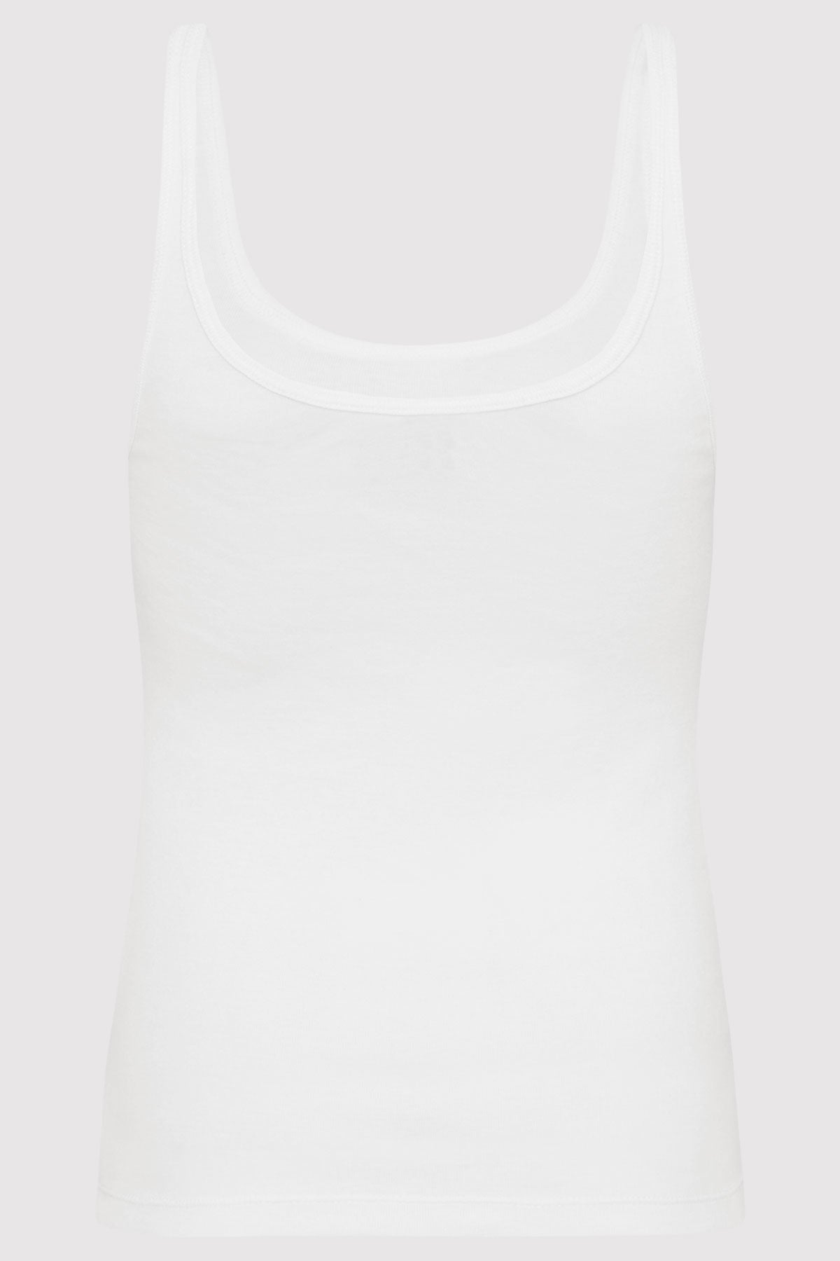 Organic Cotton Slim Scoop Tank - White