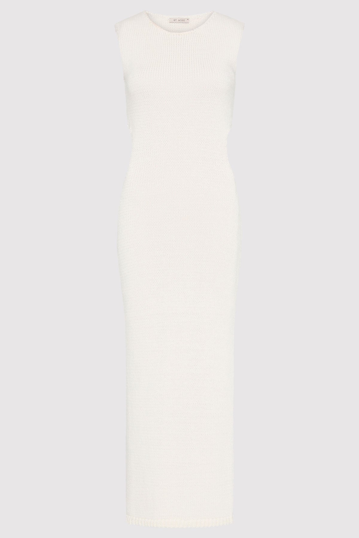 Linen Silk Blend Cut Out Dress - Salt