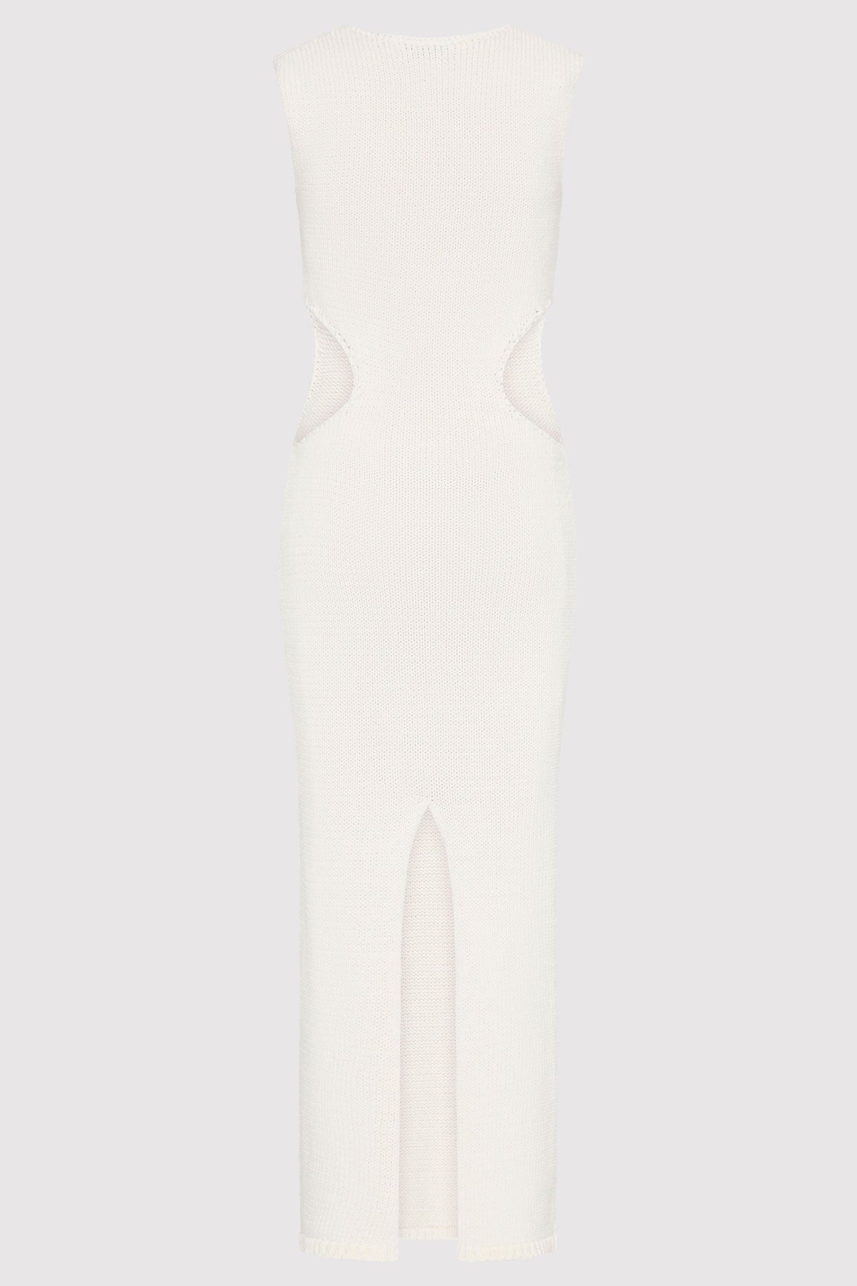 Linen Silk Blend Cut Out Dress - Salt