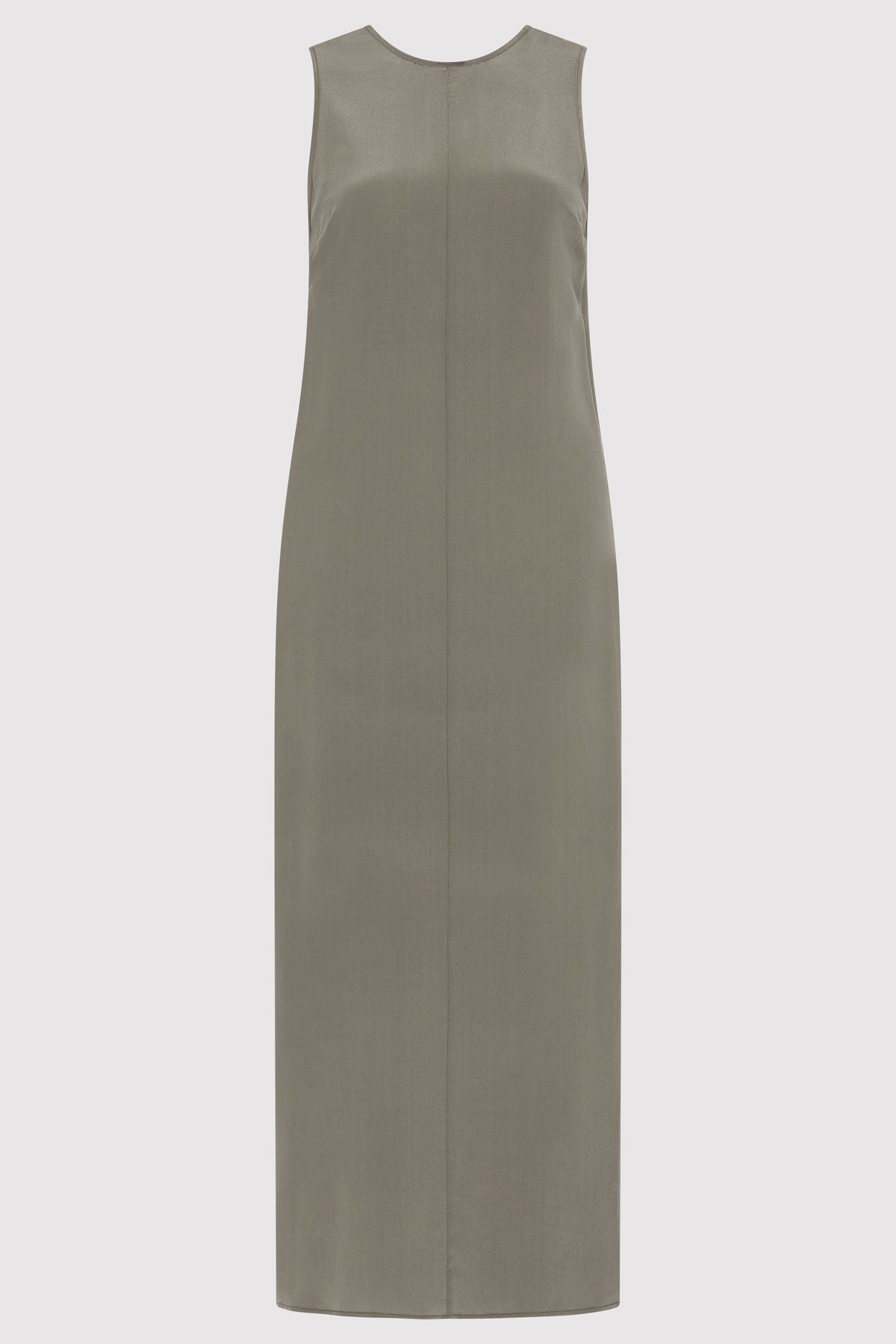 Drawstring Silk Dress - Smokey Olive