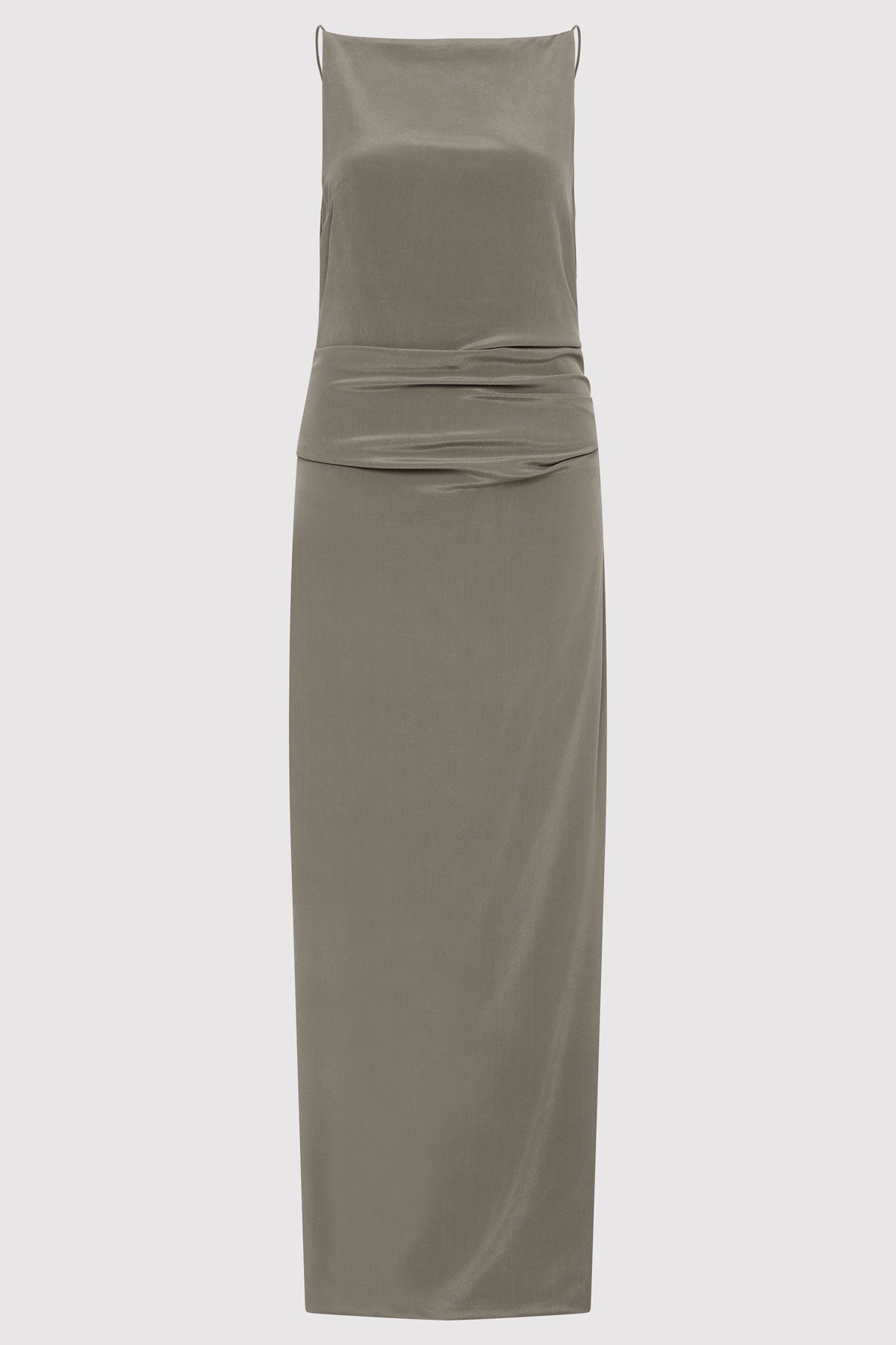 Silk Tuck Dress - Smokey Olive