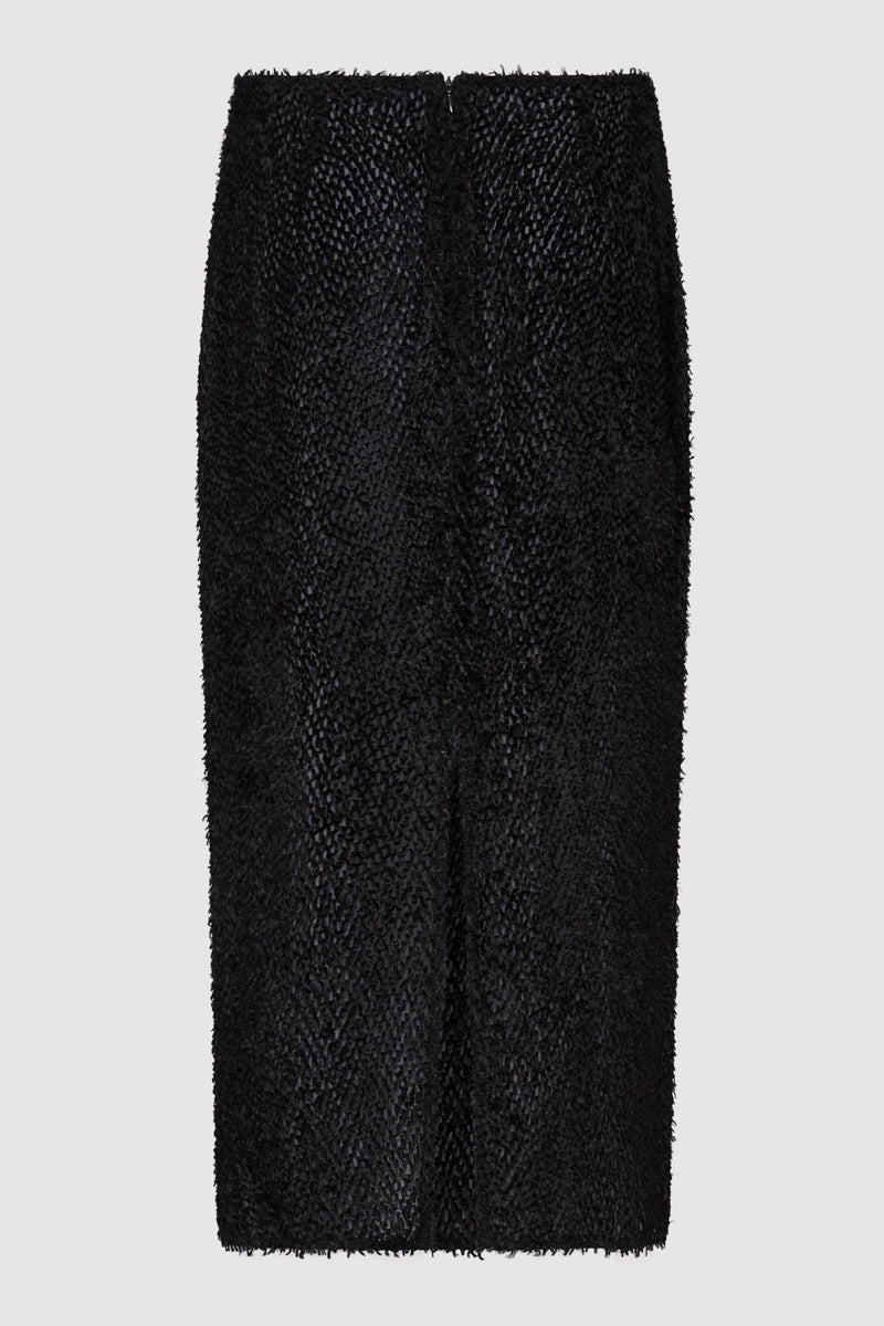 Feathered Silk Skirt - Black