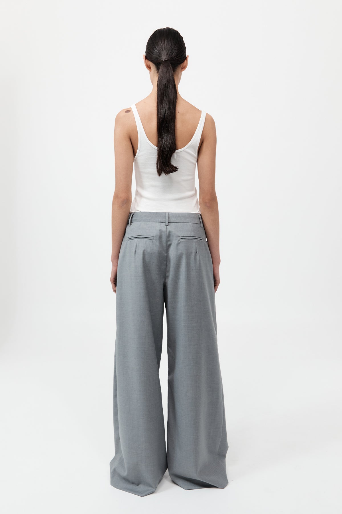 Wool Pleat Pants - Grey